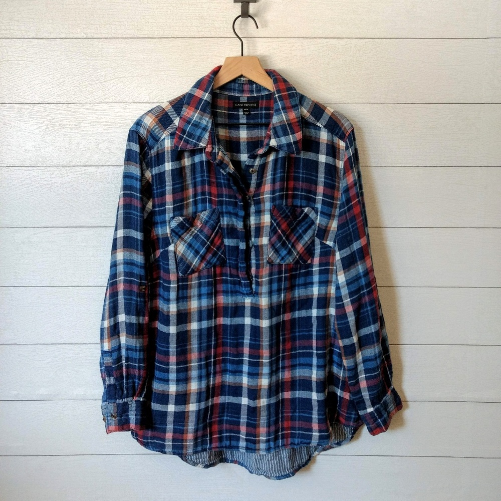 Lane Bryant Plaid Flannel Tunic Top 14/16
